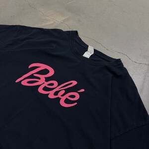 Bebé Y2K Black Pink Logo T Shirt Coquette 2000s Fruit of the Loom Tee